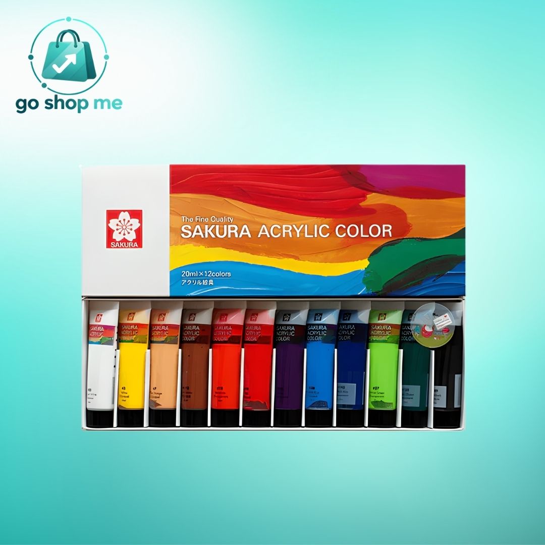 Sakura Acrylic Paint 12 Colors Set 20ml Tube