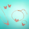 Beautiful Pink Butterfly Gold - Jewelry Set