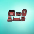 Senator Rexine Leather Office Desk Organizer 7pcs Set With Watch  (Red)