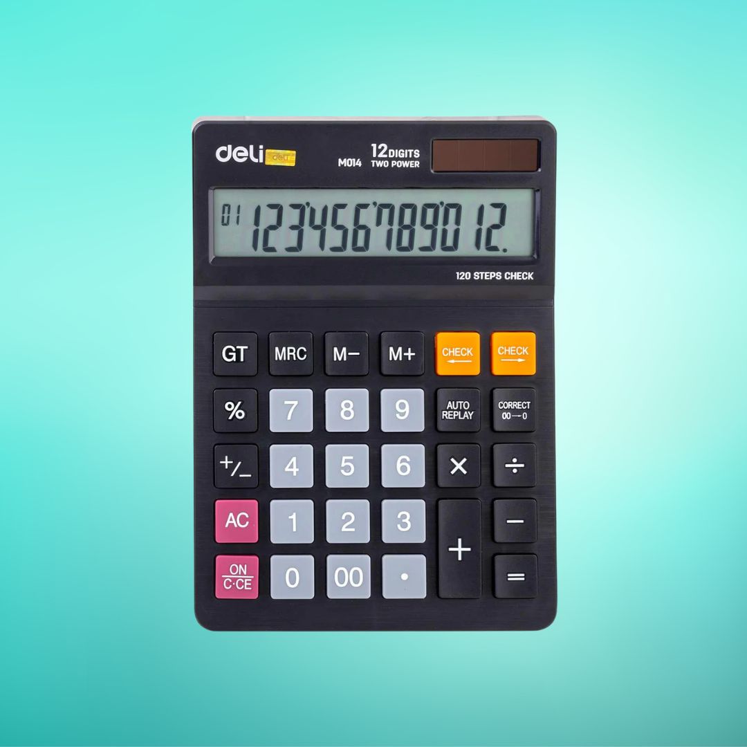Deli Desktop Calculator 12 Digits, 120 Steps Check